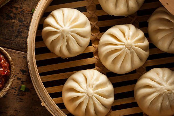 Steamed BBQ Pork Asian Buns Ready to Eat